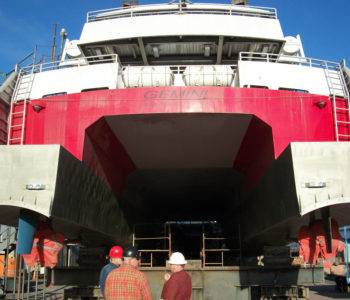 Back of sf ferry boat wrap graphic