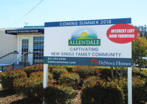 Digitally printed Onsite sales sign placed on the Welcome center.