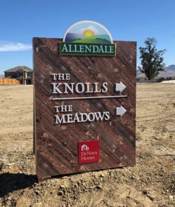 Custom wood wayfinding signage for the Allendale community
