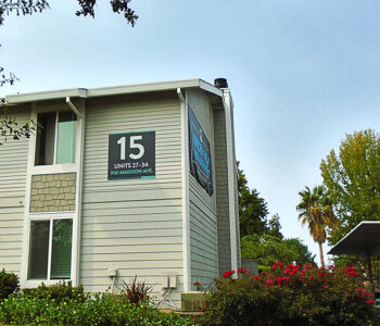 Building ID Sign placed on the outside of the 2nd story floor.